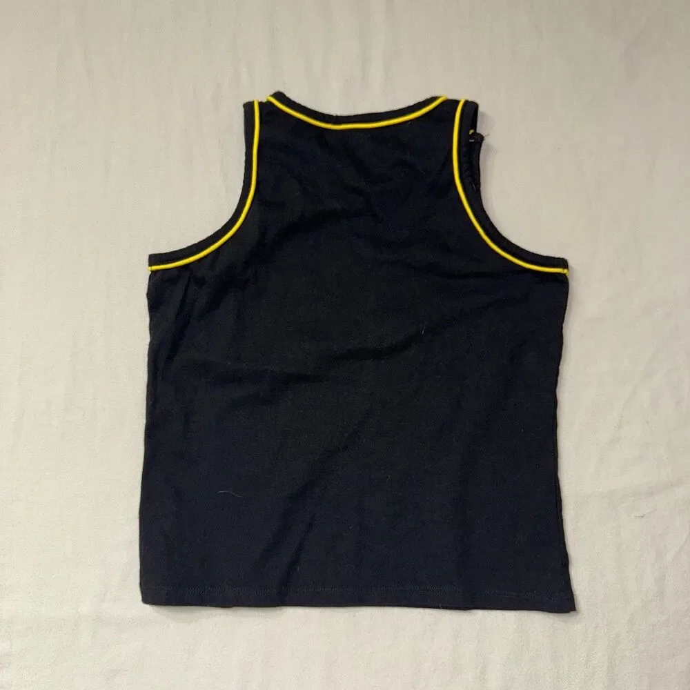 NWT Gap Tank Top Girl's Medium Black Yellow Button Sleeveless Shirt Summer Beach